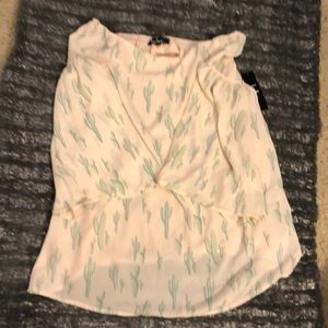 Lulus off the shoulder dress NWT pink w/ cactus